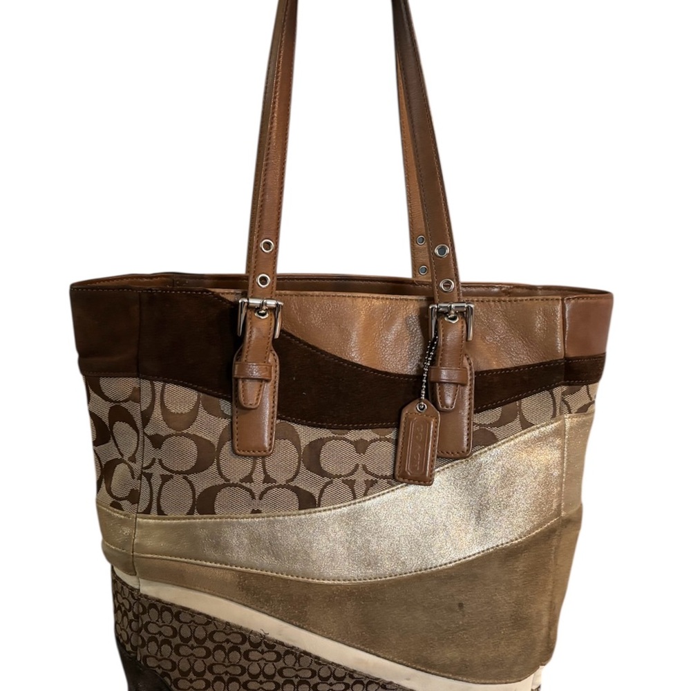 Coach Vintage Y2k Autre Marque Leather Canvas Suede Tote Bag F10652